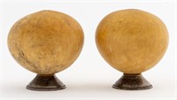 Potpourri Gourds with Sterling Silver Feet, Pair