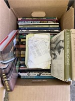 Box lot with gun and hunting books, etc.     (P 59