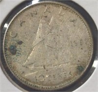 Silver 1968 Canadian dime