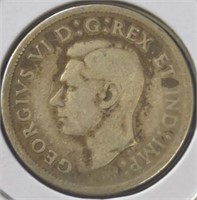 Silver 1942 Canadian quarter