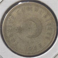 Silver 1947 50 Kurus foreign coin