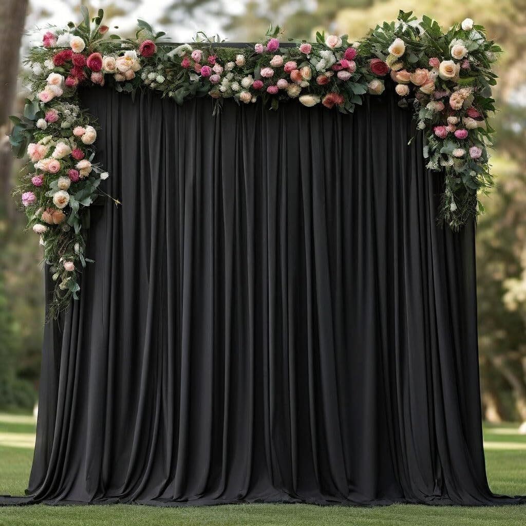 Wrinkle Free Black Backdrop Curtains for Parties