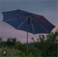 10 Ft Solar LED Market Umbrella Navy Blue, New
