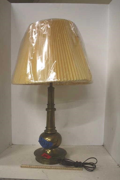 Brass Look Lamp w/Murphy's Lamp Shade