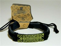 2 LEATHER BRACELET ICON WRISTBAND WRAP BRAIDED