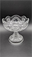 VINTAGE STAR OF DAVID CUT GLASS PEDISTAL BOWL