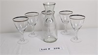 SILVER TRIMMED STEMWARE WITH CARAFE