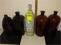 5 Large Glass Bottles