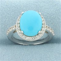 Sleeping Beauty Turquoise and White Zircon Ring in