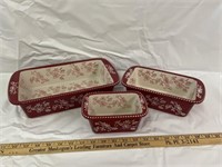 3 casserole dishes old world Temptations red