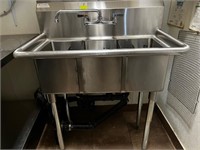ss triple sink with tap set, 36 x 20" see**