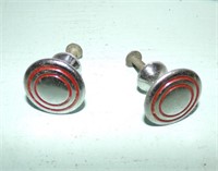 Lot of 2 Very Old Drawer Pulls, Red Trim