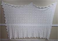 White Knitted Coverlet, 90" x 66"