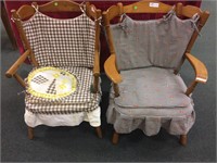 2 maple side chairs with upholstered cushion seat