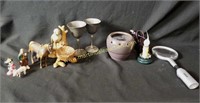 Mix Trinkets Lot - Ceramic Bird, Pewter Cups