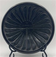 Beautiful Black Charger Plate W/ Feather Design