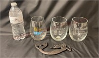 Stemless Wine Glasses & Mermaid Bottle Opener