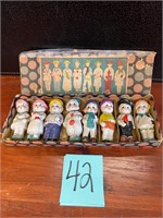 bisque Frozen Charlotte dolls in original box