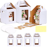 Moretoes 4 Pack Tall Cake Boxes with Windows, Larg