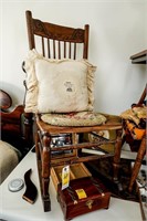Antique Spindle Back Oak Rocking Chair