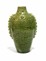 Chinese Marbled Green Glazed Vase