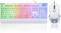 NIDB White Gaming Keyboard and Mouse Combo Colorfu