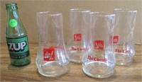 Vintage 7up Glasses & Bottle