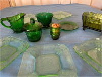 Green Glass-Vintage, Depression