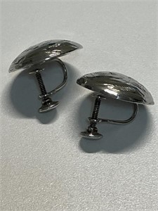 ETCHED STERLING SCREW BACK EARRINGS