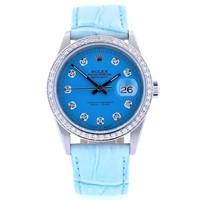 Rolex DateJust Diamond Blue Dial 36MM Wristwatch