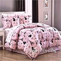 Paris Girl Single Sz Pink Comforter Set