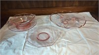 VERY PRETTY PINK DEPRESSION BOWL AND PLATE SET