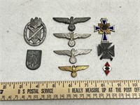 9 World War II German Pins & Metals