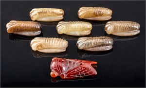 Chinese Jade & Agate Cicada Carvings, 8
