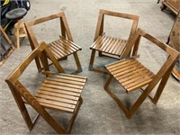 4 folding danish modern chairs mcm