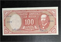 1961 BANCO CENTRAL DE CHILE 100 CIEN PESOS BANKNOT