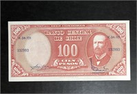 1961 BANCO CENTRAL DE CHILE 100 CIEN PESOS BANKNOT