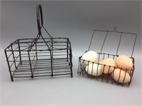 Wire egg basket and bottle carrier