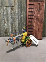 Clown w/ pony and cart tin wind-up toy