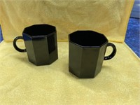 (27) Octagonal Black Coffee Mugs