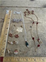 Vintage Christmas Jewlery earrings brooch pin