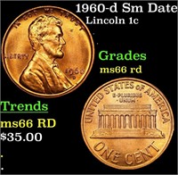 1960-d Sm Date Lincoln Cent 1c Grades GEM+ Unc RD