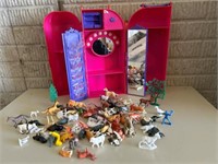 Barbie Wardrobe & animal toy lot.