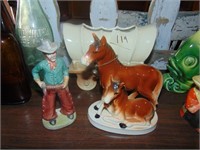 Lot of Vintage Cowboy Pottery & Figurines