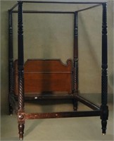 MAHOGANY TESTER BED C. 1820 W/ CARVED POSTS