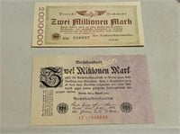 1923 2 Million Mark & 1923 2 Million Mark Reichsbs