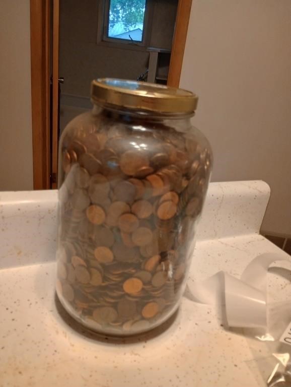Large jar of pennies
