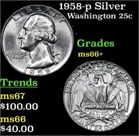 1958-p Washington Quarter Silver 25c Grades GEM++