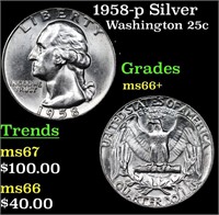 1958-p Washington Quarter Silver 25c Grades GEM++