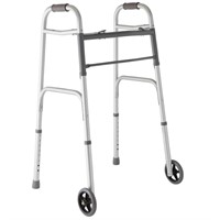 Medline Two-Button Folding Walker with Wheels,...